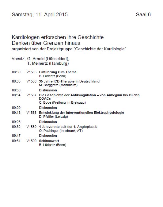 Programmseite, 81. Jahrestagung der Gesellschaft, 8.-11. April 2015, Mannheim